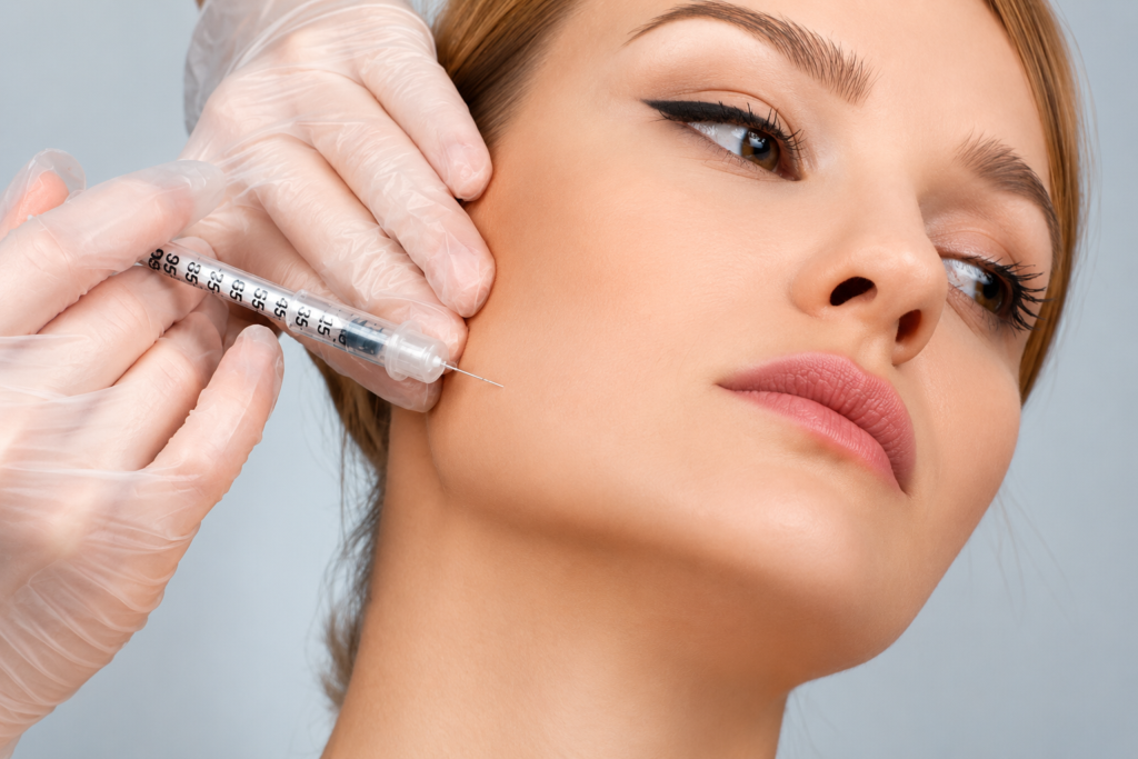 A woman getting jaw filler in Salt Lake City